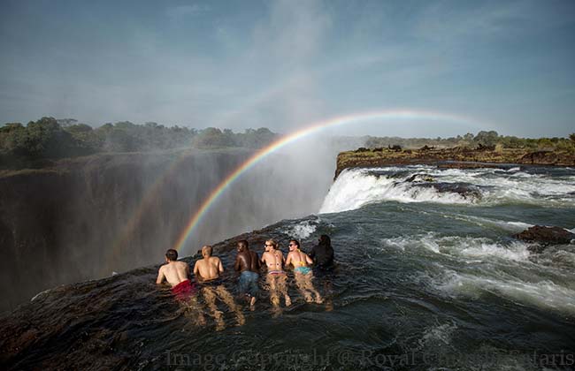 Swimming in Devils Pool - Royal Chundu Lodge